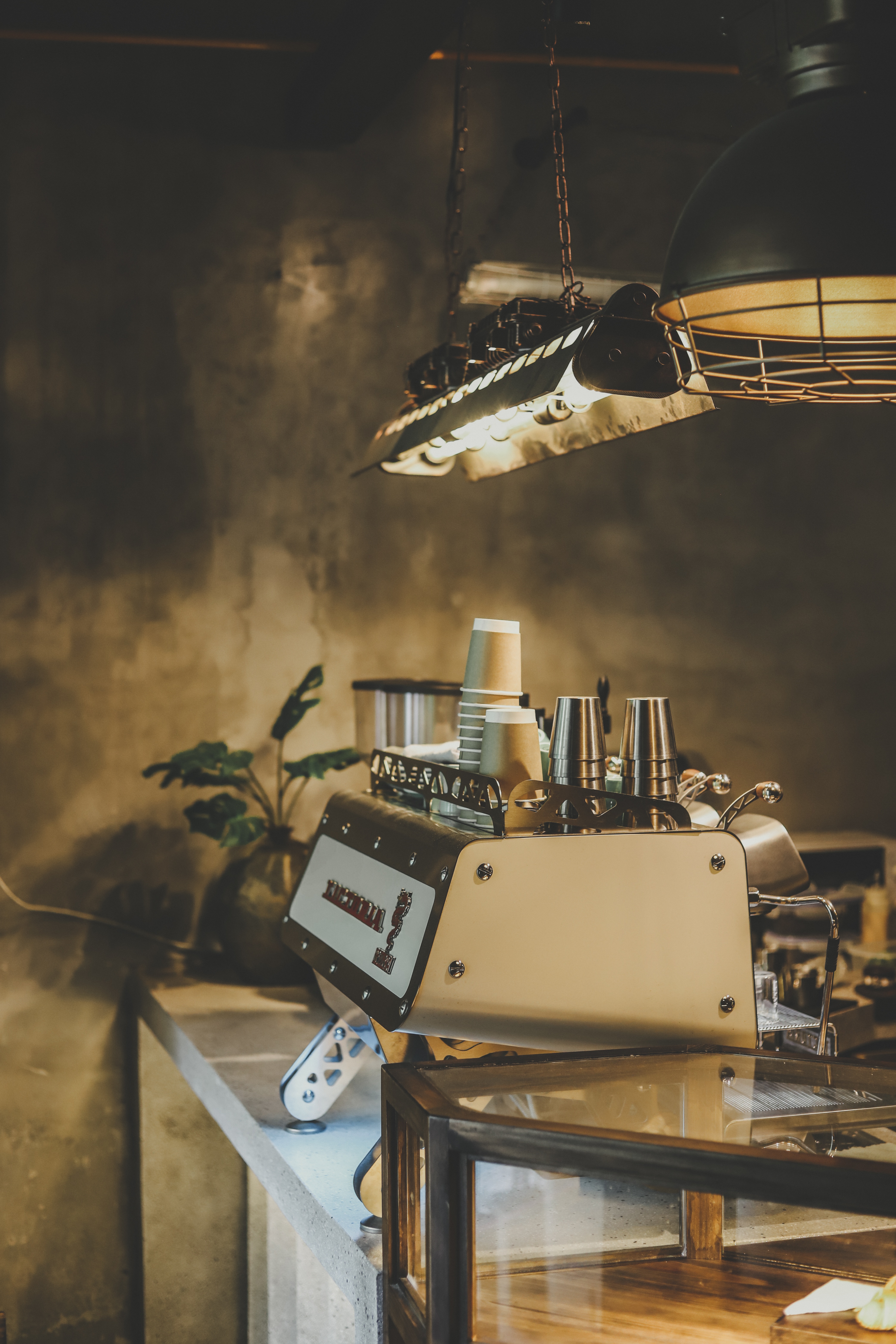Our vintage espresso bar — the heart of Mocha & Miso