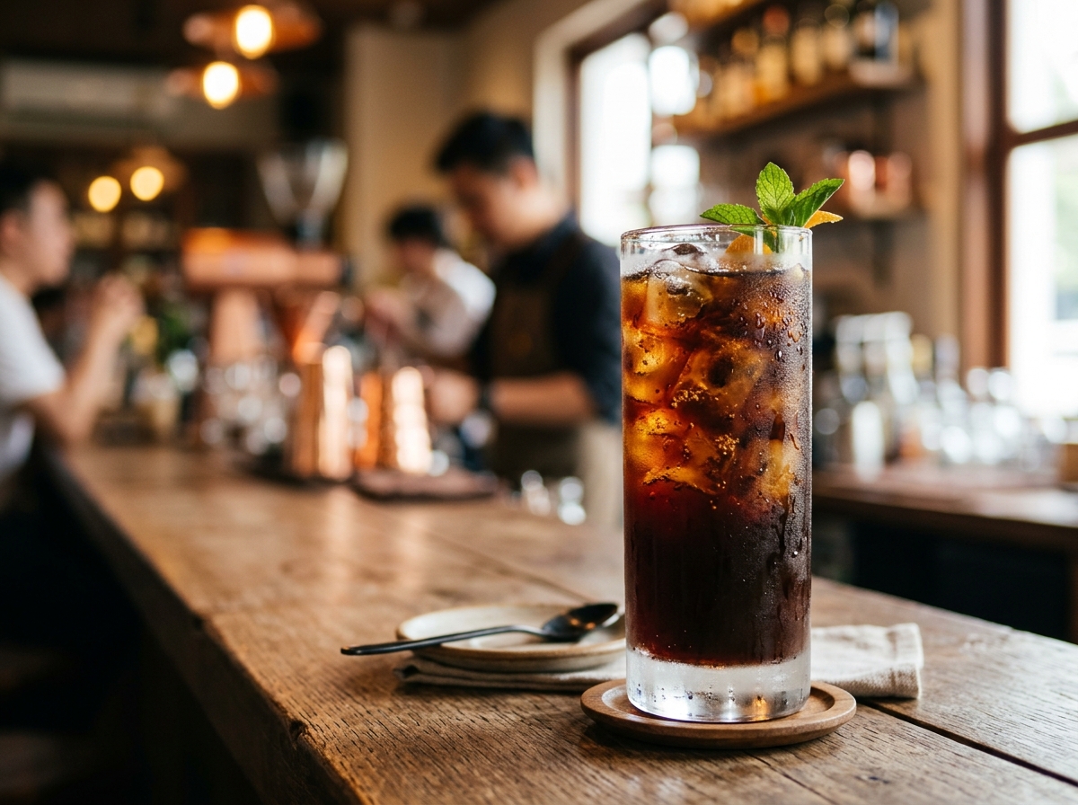 Slow-drip cold brew over ice